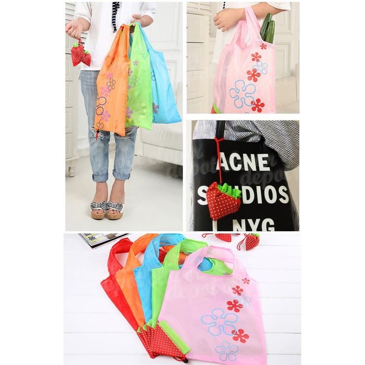 折りたたむとイチゴに変わる♪ おしゃれ エコバック | CLOVERDEPOT | 詳細画像4 