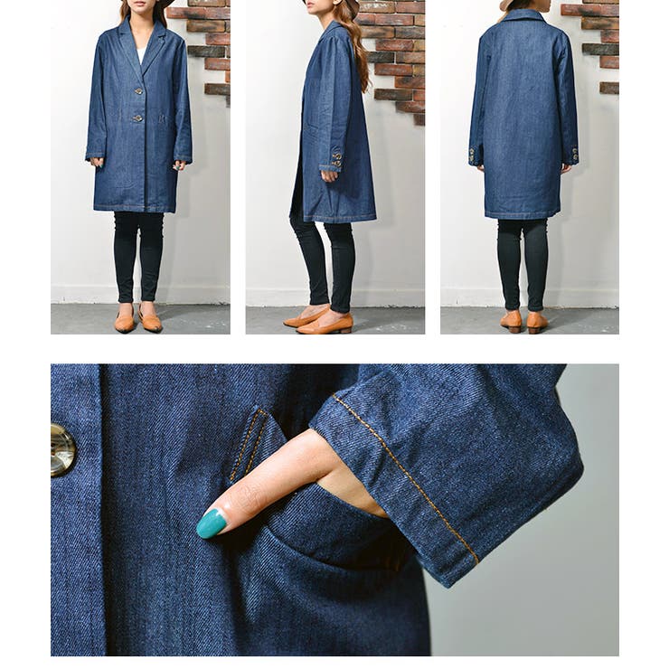 メンズライクなデニムチェスターコート アウター ジャケット 羽織り 品番 Pa Coca コカ のレディースファッション通販 Shoplist ショップリスト