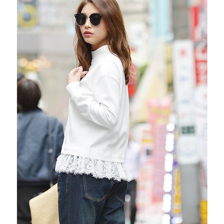 レオナール タートル 超ストレッチ 裾ギャザー トップス トリム 花柄 フラワー レオナール タートル 超ストレッチ 裾ギャザー トップス トリム