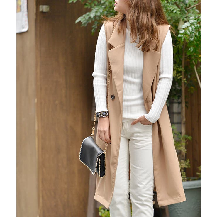 ノースリーブトレンチコート(テロンチ ロングベスト アウター[品番