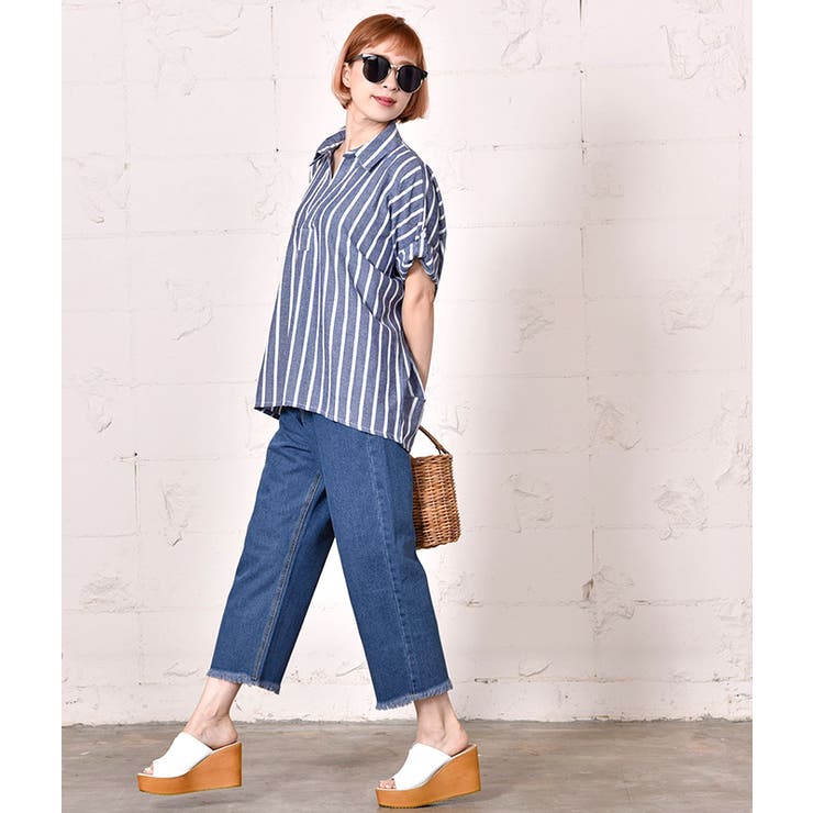 TICCA ティッカ スキッパー シャツ ストライプ オーバーサイズ TICCA (ティッカ) スキッパーシャツ