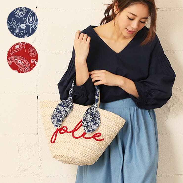 大桑マイミさん着用 ロゴ刺繍バンダナハンドルかごバッグ(カゴバッグ