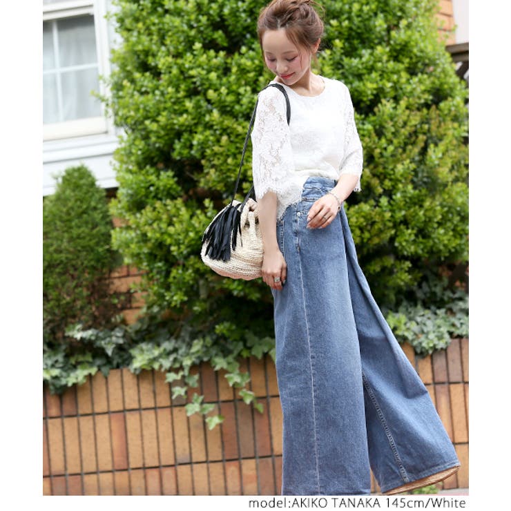 花柄総レース七分袖トップス 田中亜希子さん着用(ブラウス