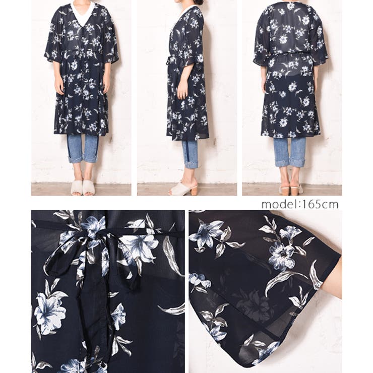 【ギャラリービスコンティ】花柄シフォンワンピース カーディガンドッキング ミニ 1ydg-003-s1.jpg