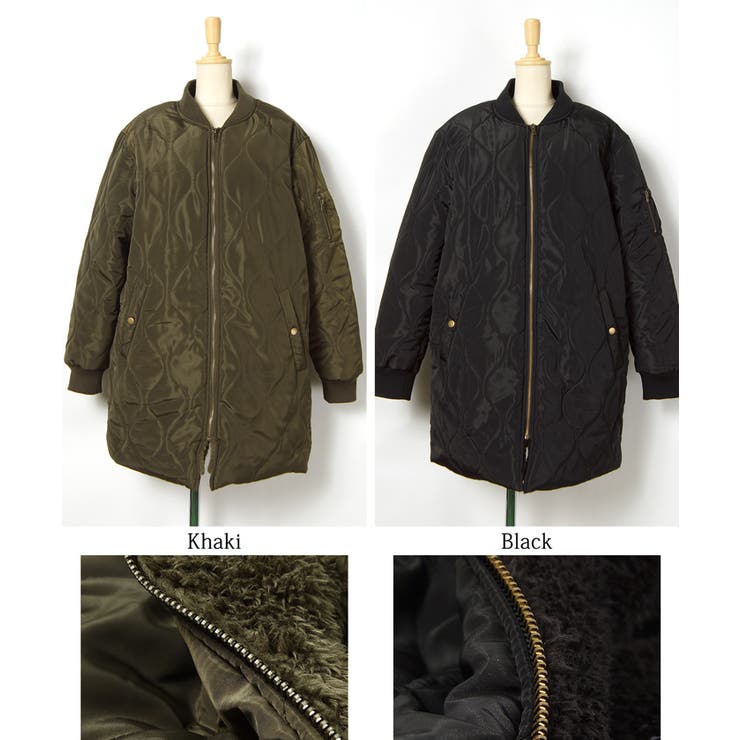 MA 1風ロング丈裏ボアキルティングコート(ブルゾン ジャケット[品番