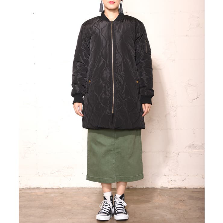 MA 1風ロング丈裏ボアキルティングコート(ブルゾン ジャケット[品番