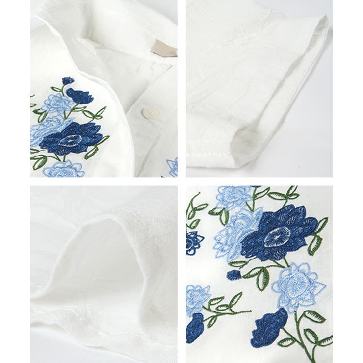 NOMA. 花柄刺繍 半袖シャツ ホワイト 中古・古着通販】NOMA t.d. (ノーマティーディー) フラワーエン
