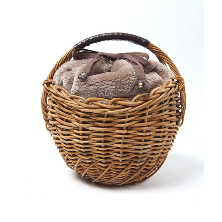 アラログ×ボアラウンドかごバッグ 田中亜希子さん着用(カゴバッグ 籠