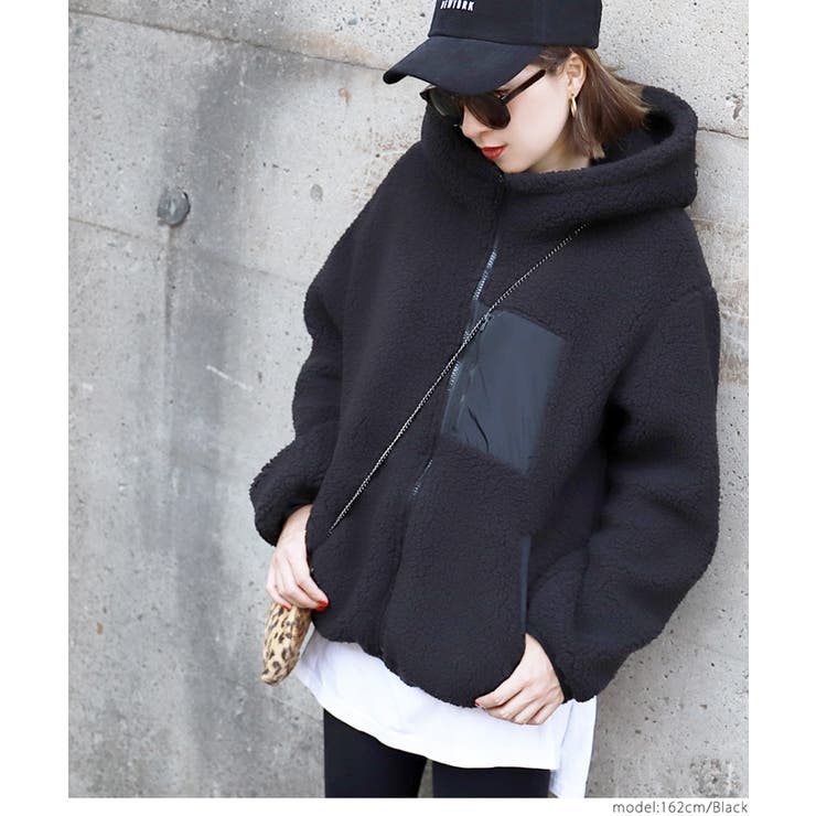 ブルゾンはなきん様 フード付きゆったりオーバーサイズボアブルゾン[品番：PA000009374