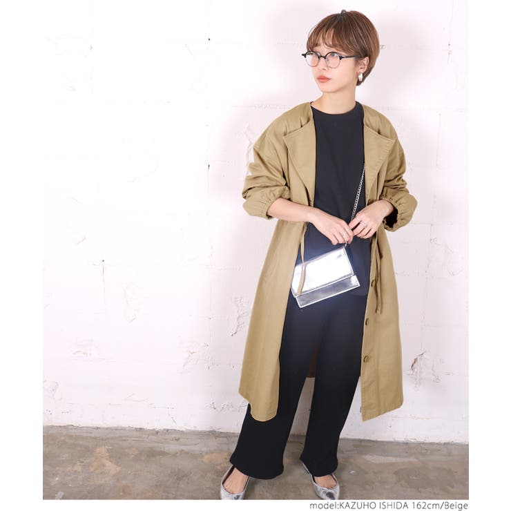 ノーカラーバルーンスリーブモッズコート 石田一帆さん着用(ウエスト