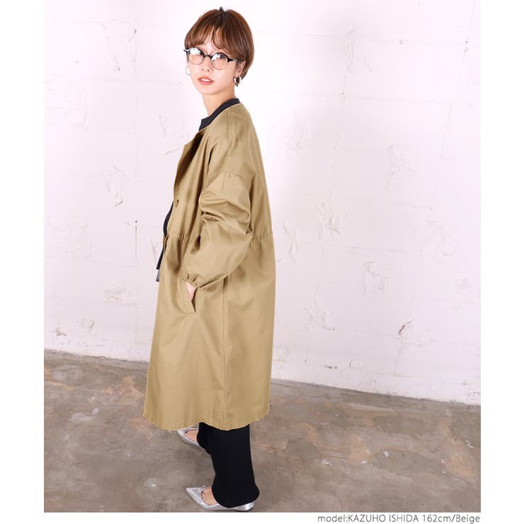 ノーカラーバルーンスリーブモッズコート 石田一帆さん着用(ウエスト