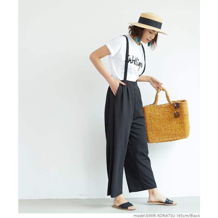 ［Black］ | サロペット レディース ワイドパンツ | coca