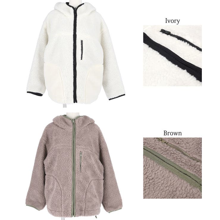 フード付きショート丈リバーシブルボアブルゾン 田中亜希子さん着用