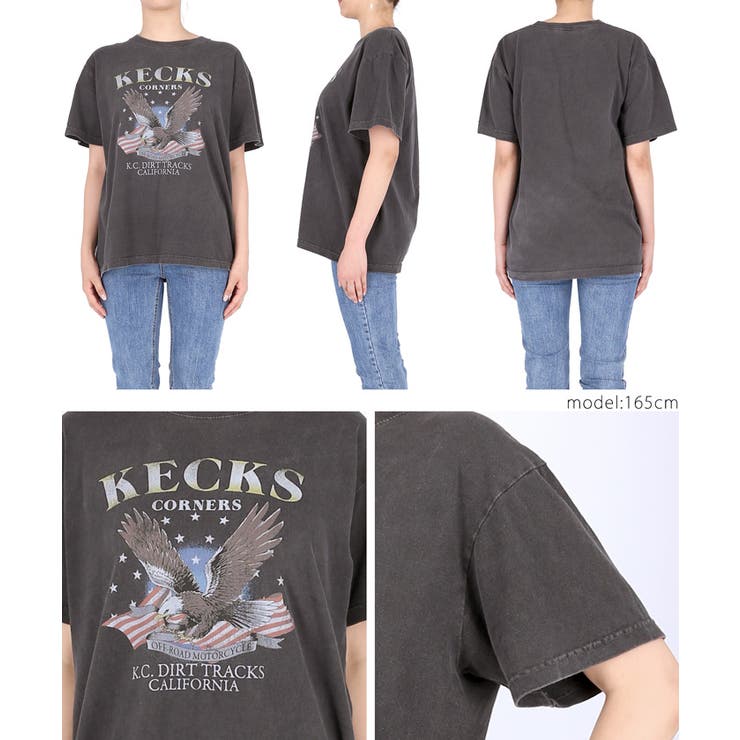 ヴィンテージ加工イーグルロゴTシャツ(アメリカンフラッグ 星条旗 半袖