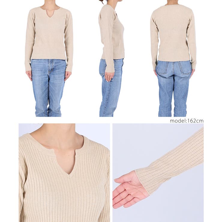 やわらかキーネックリブニットトップス yokoさん着用 | coca | 詳細画像19 