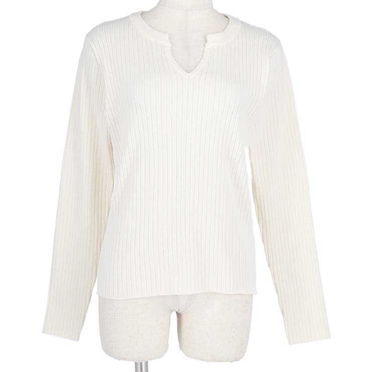 やわらかキーネックリブニットトップス yokoさん着用 | coca | 詳細画像2 