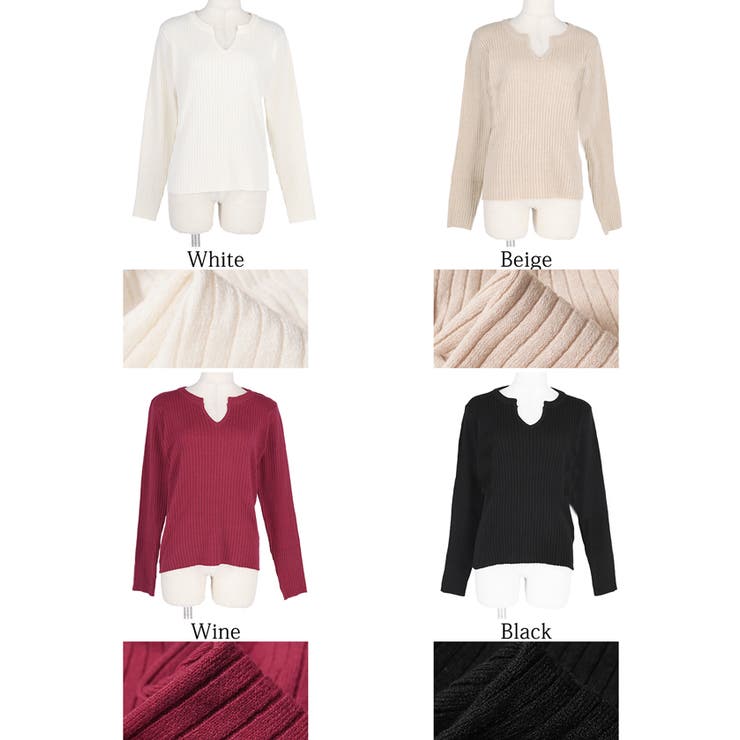 やわらかキーネックリブニットトップス yokoさん着用 | coca | 詳細画像21 