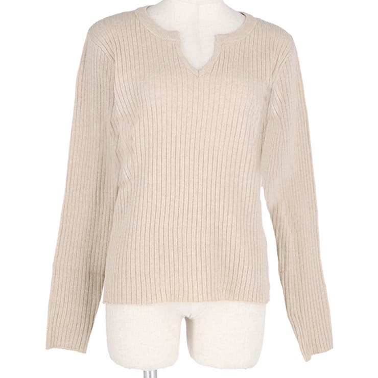 やわらかキーネックリブニットトップス yokoさん着用 | coca | 詳細画像3 