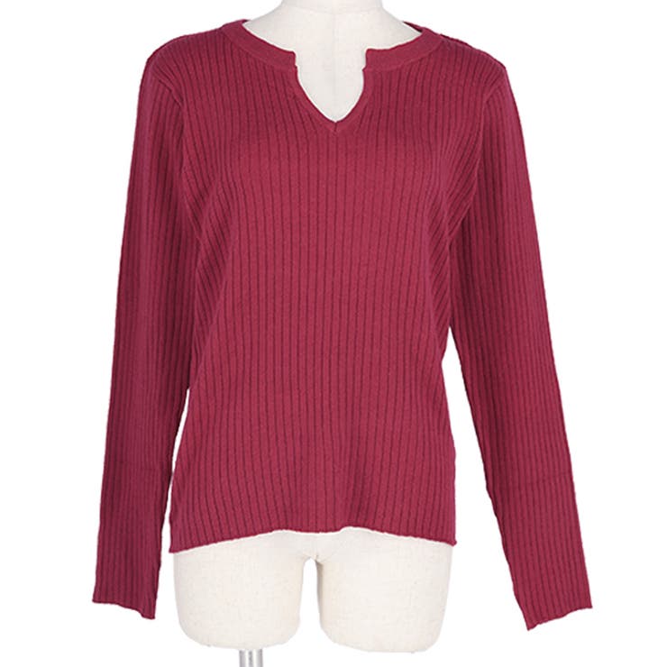 やわらかキーネックリブニットトップス yokoさん着用 | coca | 詳細画像4 