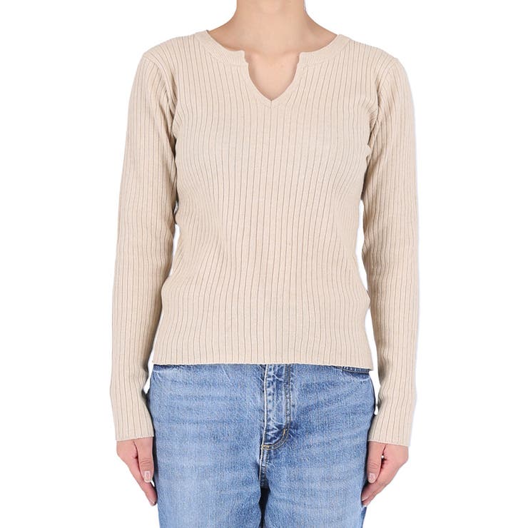 やわらかキーネックリブニットトップス yokoさん着用 | coca | 詳細画像6 