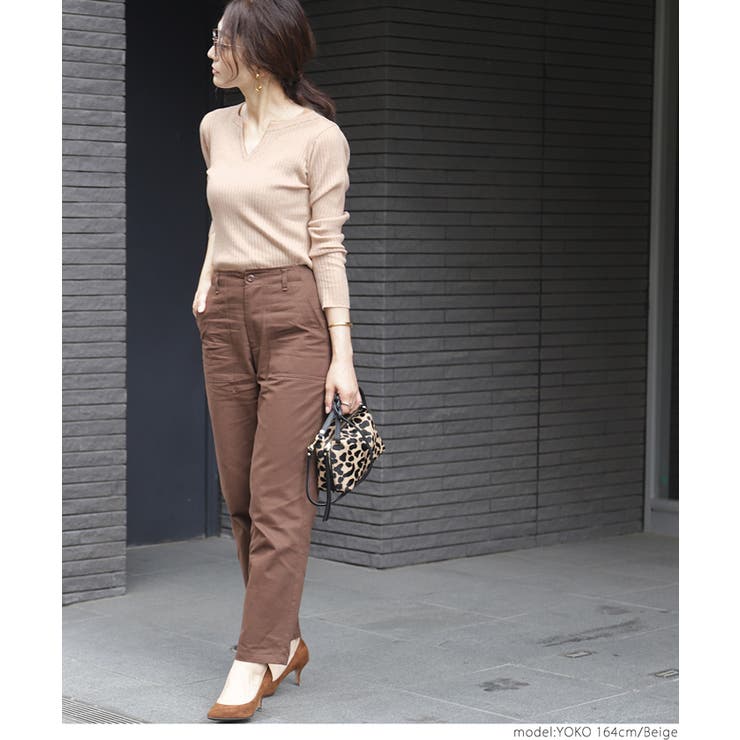 やわらかキーネックリブニットトップス yokoさん着用 | coca | 詳細画像9 