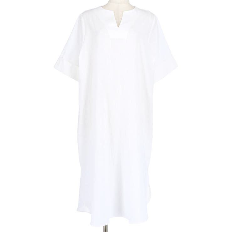 サイドスリットキーネックコットンワンピース 鈴木詩織さん着用(ロングワンピース … | coca | 詳細画像2 