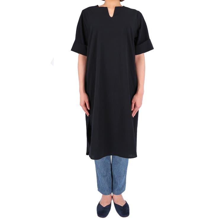 サイドスリットキーネックコットンワンピース 鈴木詩織さん着用(ロングワンピース … | coca | 詳細画像4 