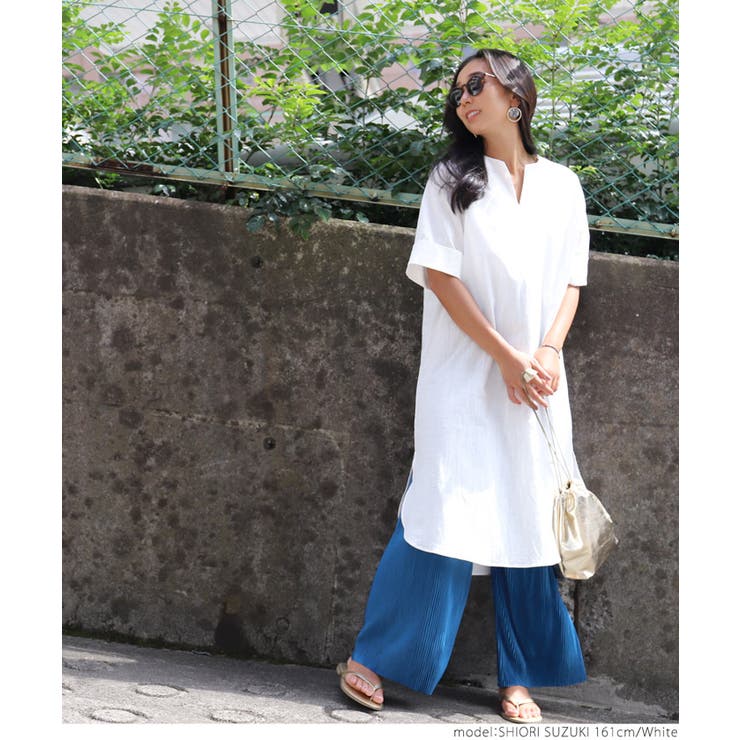 サイドスリットキーネックコットンワンピース 鈴木詩織さん着用(ロングワンピース … | coca | 詳細画像7 