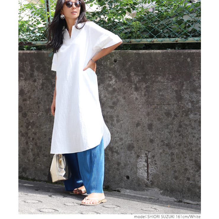 サイドスリットキーネックコットンワンピース 鈴木詩織さん着用(ロングワンピース … | coca | 詳細画像8 