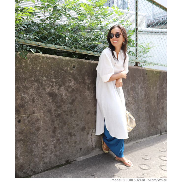 サイドスリットキーネックコットンワンピース 鈴木詩織さん着用(ロングワンピース … | coca | 詳細画像9 