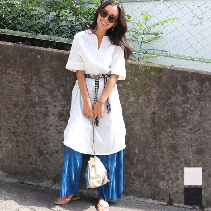 サイドスリットキーネックコットンワンピース 鈴木詩織さん着用(ロングワンピース … | coca | 詳細画像1 