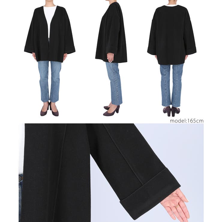 オーバーサイズノーカラーショートコート[品番：PA000011335]｜coca