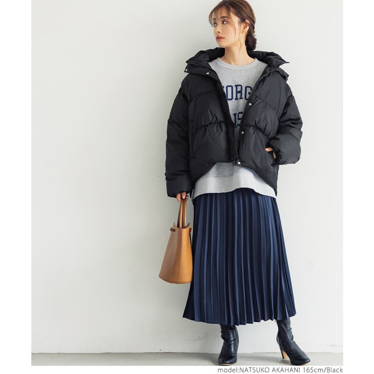 NANEA ブラック ダウンジャケット フード付き セミロング丈フード付きダウンジャケット - ブラック | ZARA