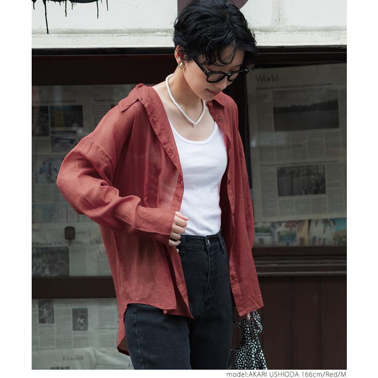 ［Red］ | シースルーコットンシャツ | coca