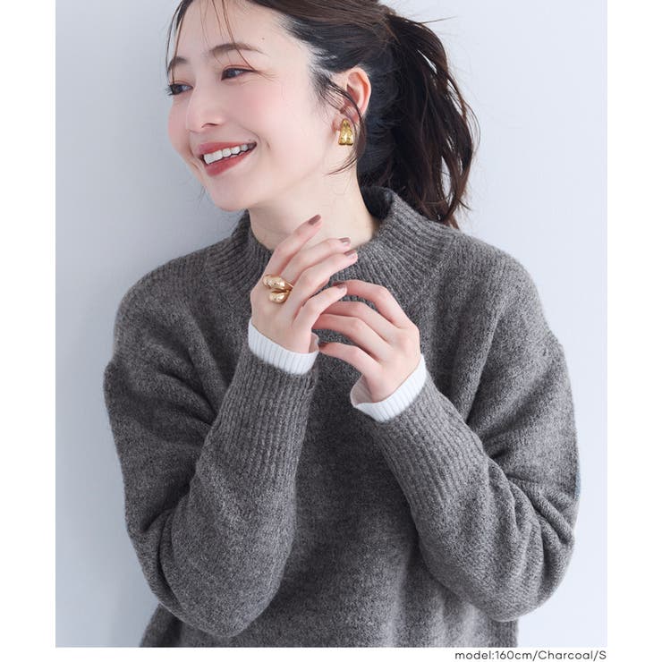 ［Charcoal］ | ヤク風ハイネックニットトップス | coca