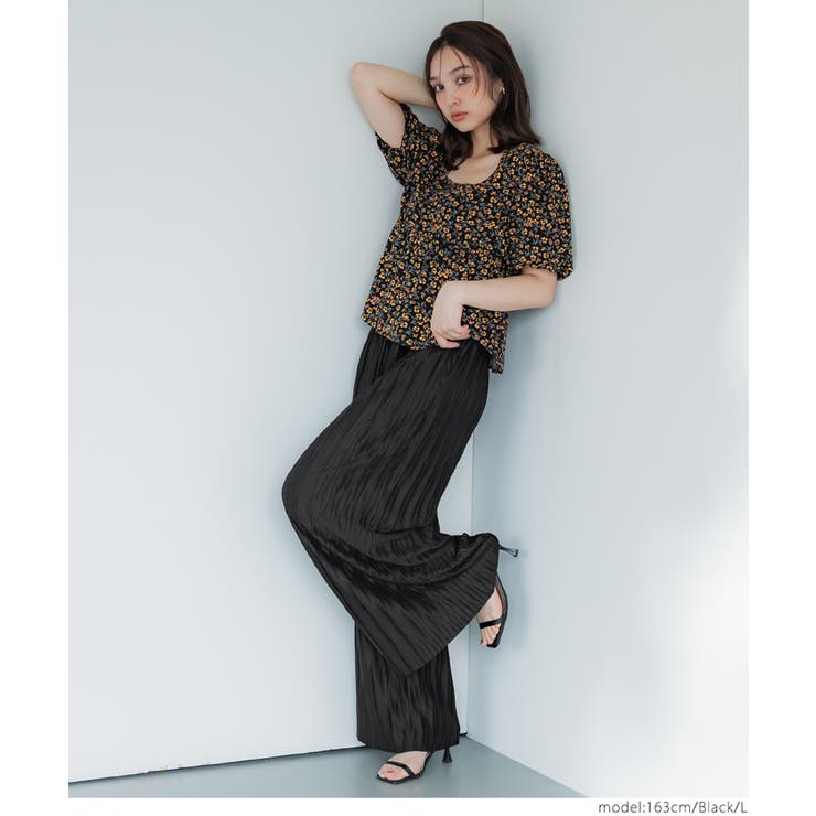 ［Black］ | 【新色追加/お気に入り数1.5万突破】ウェーブプリーツパンツ | coca