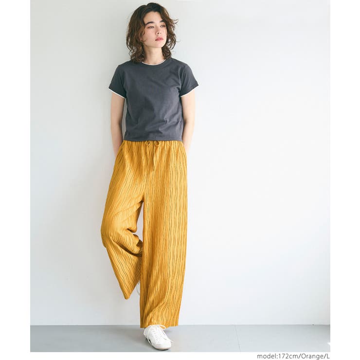 ［Orange］ | 【新色追加/お気に入り数1.5万突破】ウェーブプリーツパンツ | coca