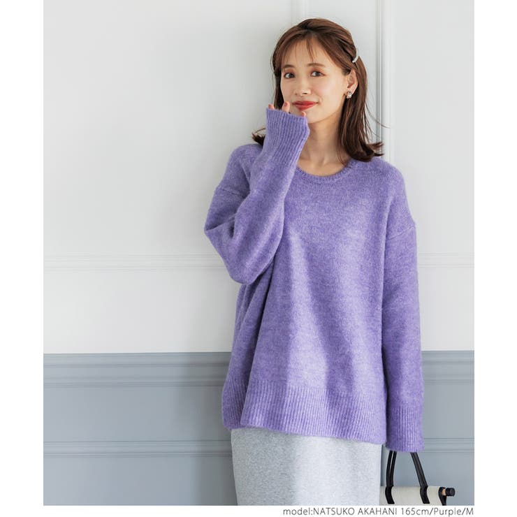 【［Purple］】＼新色登場！／ヤク風クルーネックニットプルオーバー[品番：PA000012027]｜coca（コカ）のレディースファッション通販｜SHOPLIST（ショップリスト）