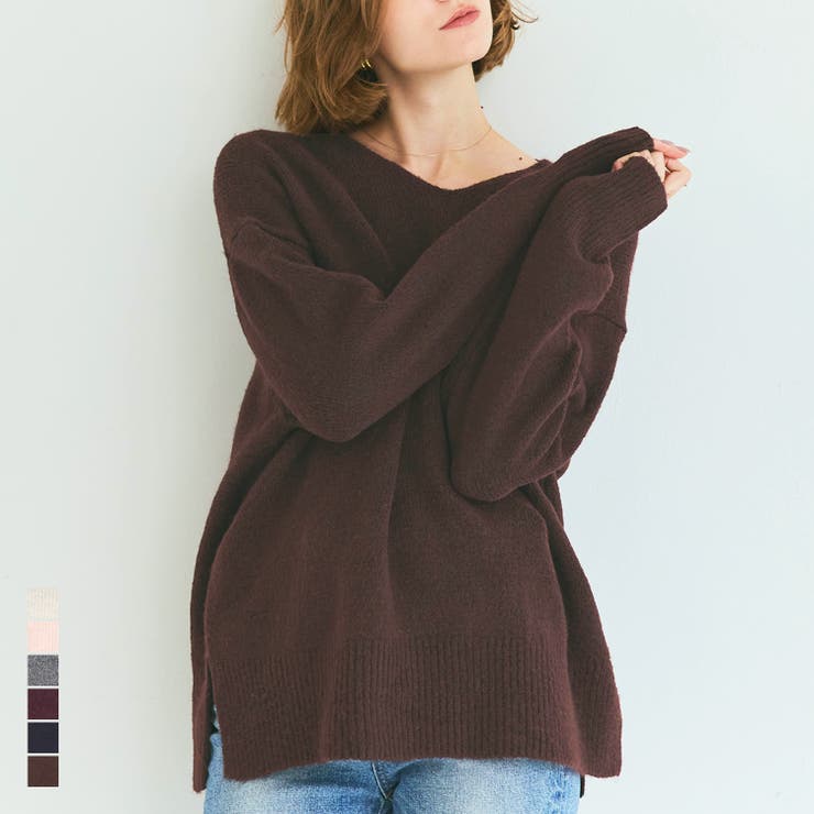 上質さとリラックス感が漂う大人のヤク風Vネックプルオーバーニット | coca | 詳細画像1 