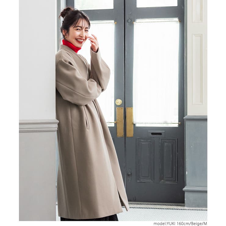 VOLANTE ボランテ ボリュームカラー ラムレザー ロングコート M VOLANTE ボランテ ボリュームカラー ラムレザー ロングコート M