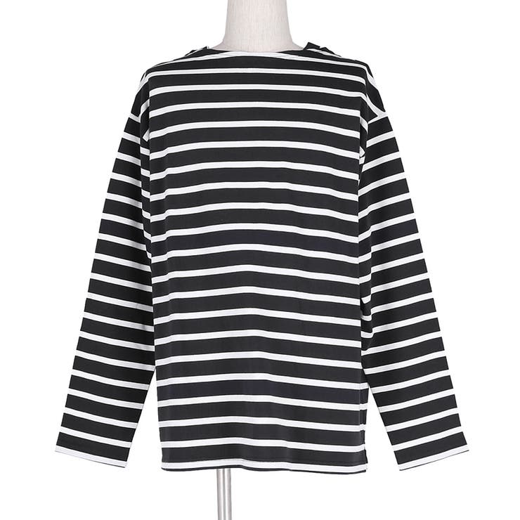 メンズ ハリ感ボーダーボートネックTシャツ[品番：PA000011988