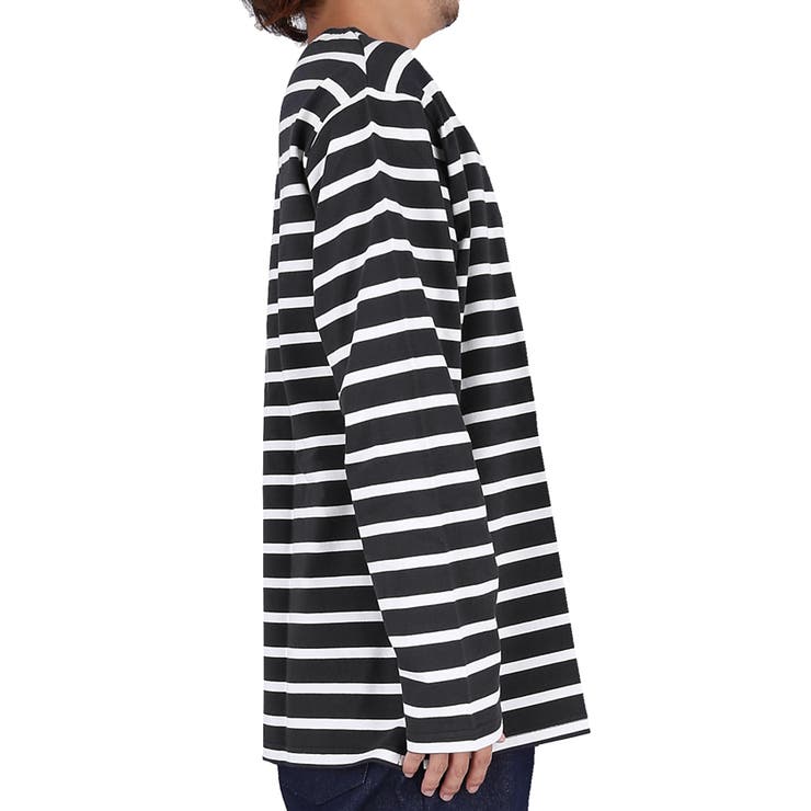 メンズ ハリ感ボーダーボートネックTシャツ[品番：PA000011988