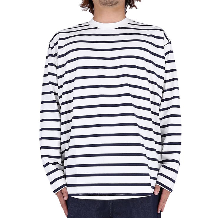 メンズ ハリ感ボーダーテールカット Tシャツ[品番：PA000011989