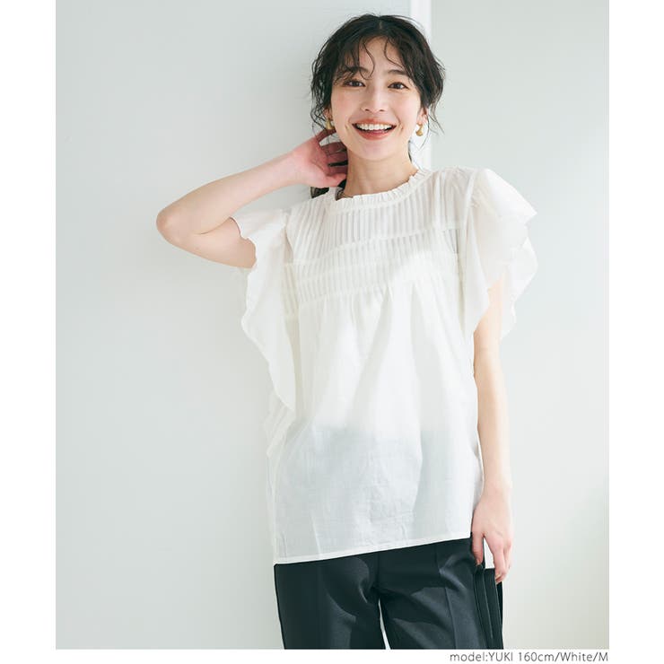 【web限定】【大きいサイズ】 15号(3L) 60キャンブリックピンタックブラウス ピンタックブラウス 綿麻キャンブリック | palais | シャツBL
