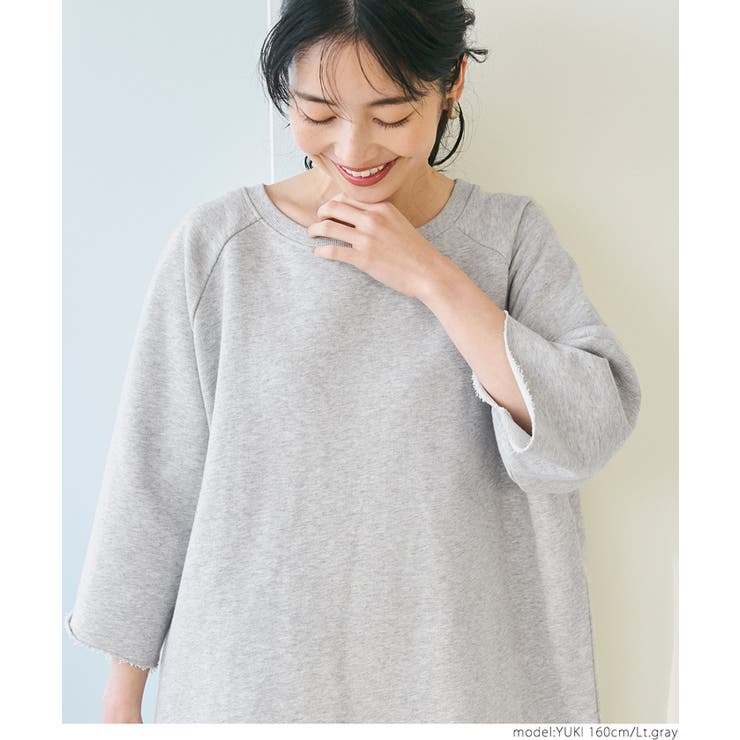 七分袖カットオフゆるシルエットスウェット[品番：PA000012289 