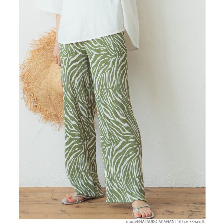 プリーツパンツ レディース ゼブラ[品番：PA000012664]｜coca