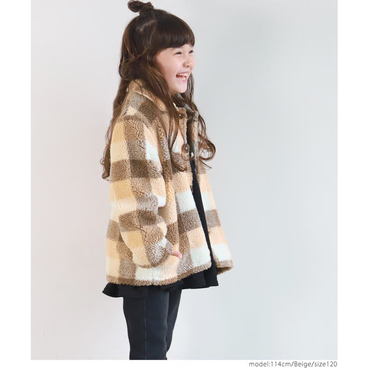 キッズ チェック柄ボアジャケット | coca | 詳細画像10 