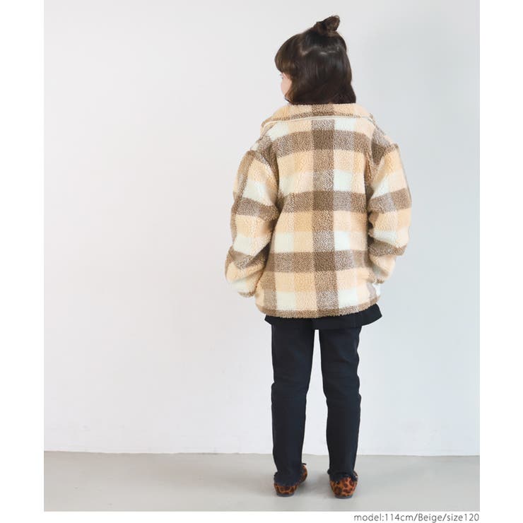 キッズ チェック柄ボアジャケット | coca | 詳細画像11 
