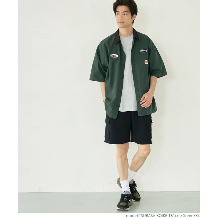 ［Green］ | ワッペンクレリックワークシャツ | coca