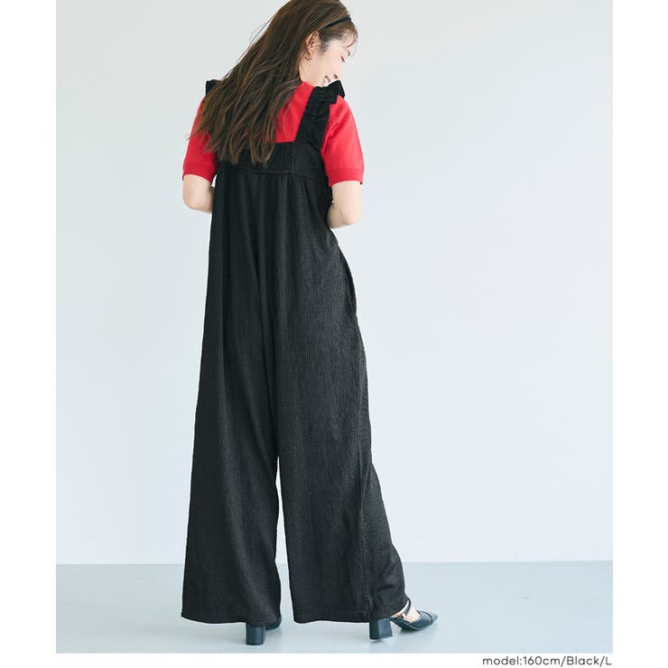 ＼26ss新色登場／ポケット付きシボシャーリングフリルオールインワン | coca | 詳細画像5 